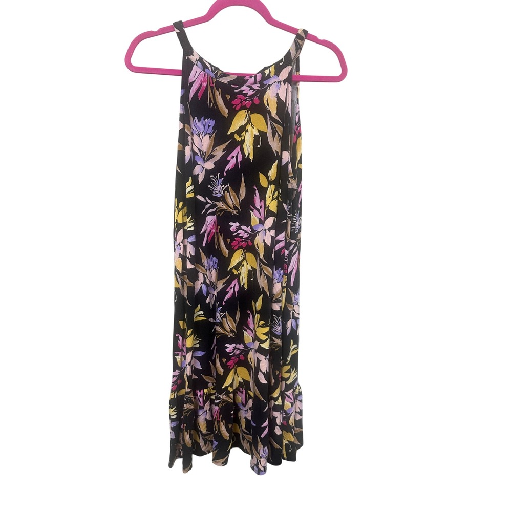 Time‎ and Tru Womens XXL Floral High Neck Sleeveless Ruffle Hem Dress Beach